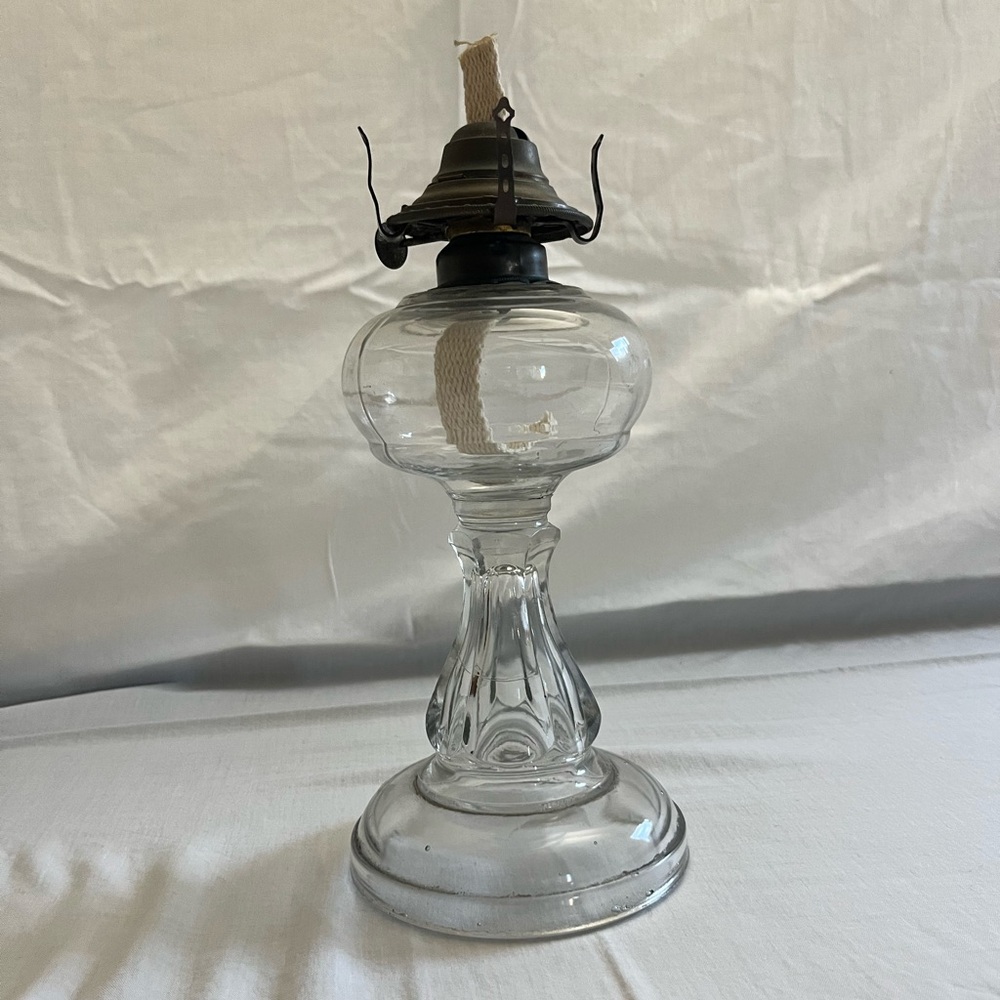 Vintage Clear Glass Oil Lamp